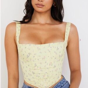 SOLD - House of CB Poppy Lemon Floral Corset